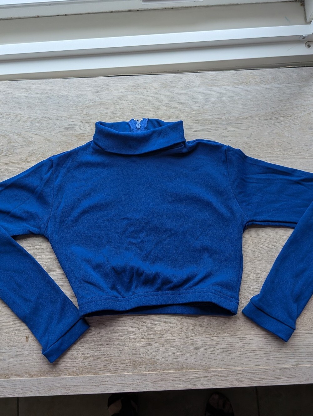 Chassé Blue Long Sleeve Cropped Mock Neck Cheer Bodyliner - Size Youth Medium